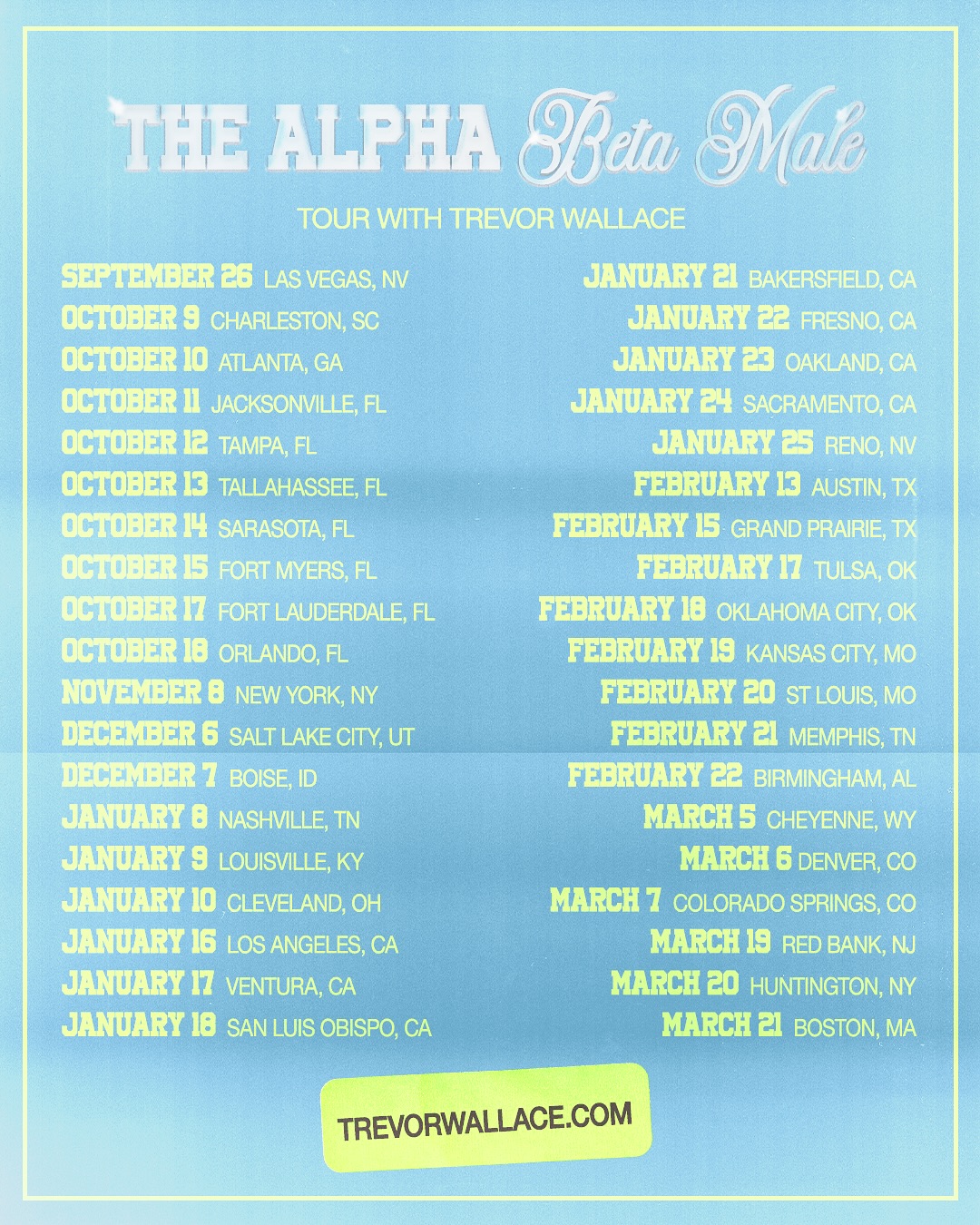 Trevor Wallace Alpha Beta Male Tour Tour Poster 2026